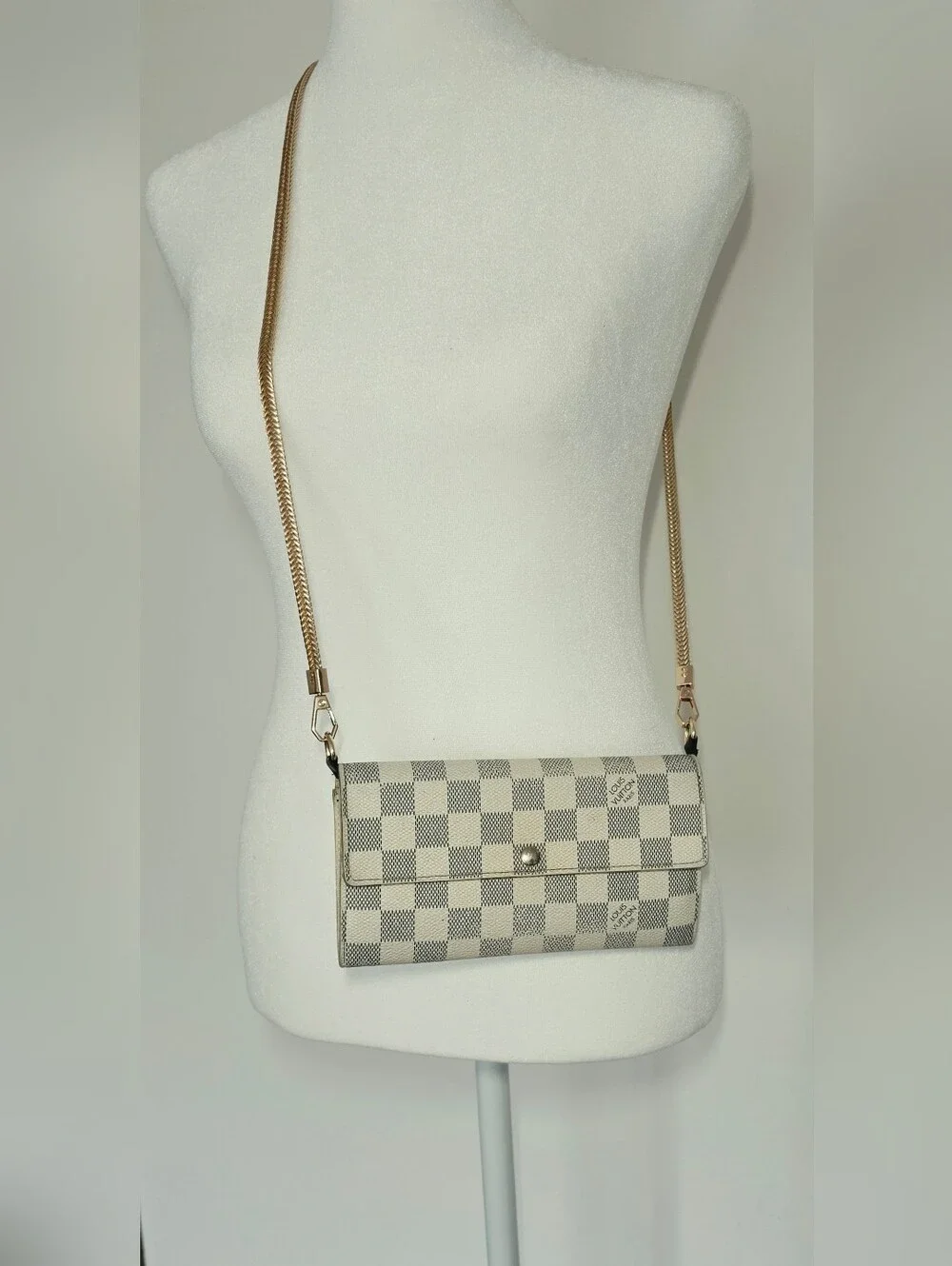 Authentic Louis Vuitton Damier Azur Porte Feuille Sarah Long Bifold Wallet
